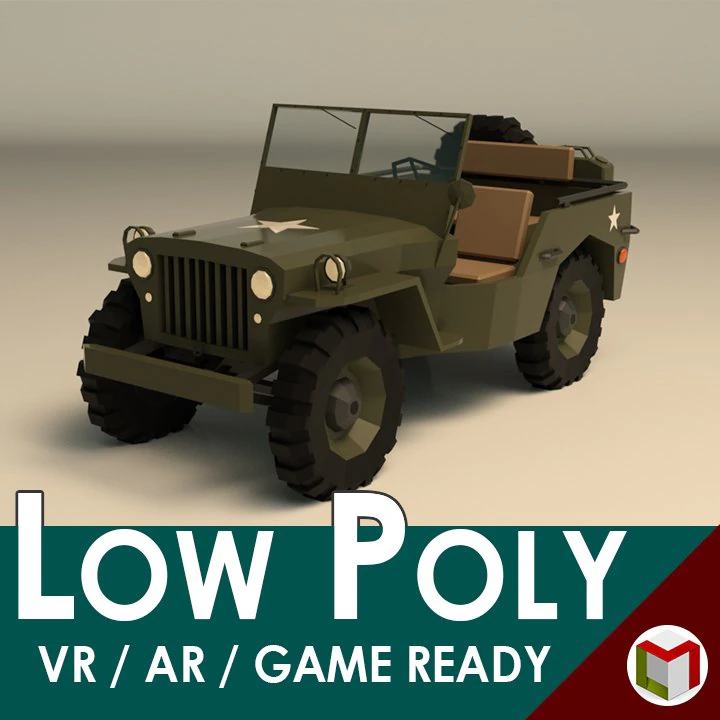 low poly military jeep 01 3D Model .c4d .max .obj .3ds .fbx .stl .blend 