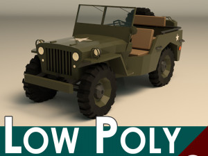 low poly military jeep 01 3D Model