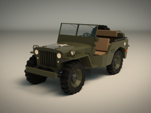 low poly military jeep 01 3D 模型