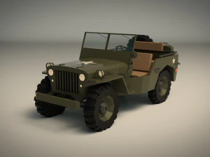 low poly military jeep 01 3D Model