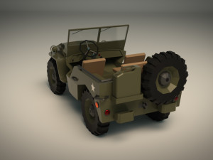 low poly military jeep 01 3D 模型