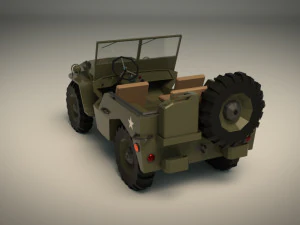 low poly military jeep 01 3D Model