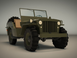 low poly military jeep 01 3D 模型