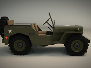 low poly military jeep 01 3D 模型