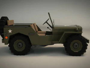 low poly military jeep 01 3D Model