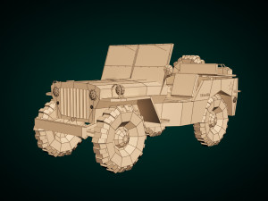 low poly military jeep 01 3D 模型