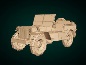 low poly military jeep 01 3D Model
