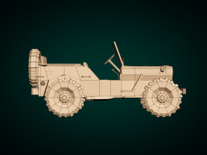 low poly military jeep 01 3D 模型