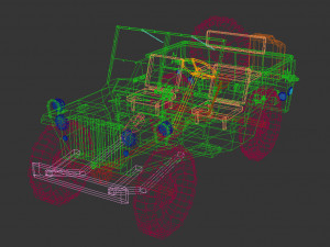 low poly military jeep 01 3D 模型