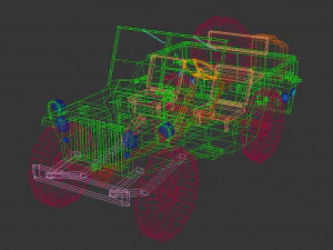 low poly military jeep 01 3D Model