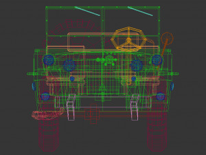 low poly military jeep 01 3D 模型
