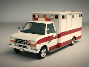 low poly ambulance 02 3D Model