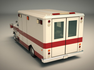 low poly ambulance 02 3D Model