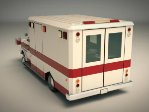 low poly ambulance 02 3D Model