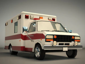low poly ambulance 02 3D Model