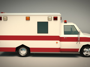 low poly ambulance 02 3D Model