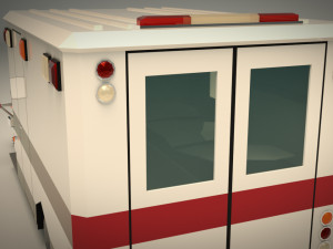 low poly ambulance 02 3D Model