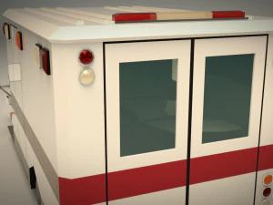 low poly ambulance 02 3D Model