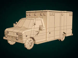 low poly ambulance 02 3D Model