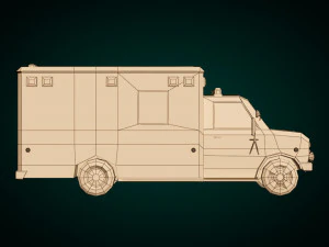 low poly ambulance 02 3D Model