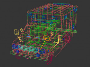 low poly ambulance 02 3D Model