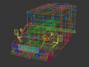 low poly ambulance 02 3D Model