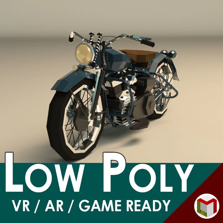 low poly motorcycle 03 3D Model .c4d .max .obj .3ds .fbx .stl .blend