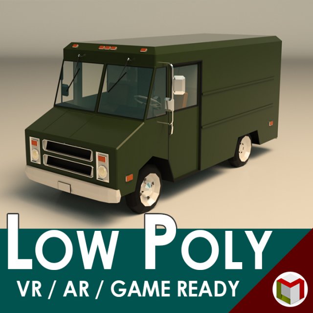 low poly transporter van 03 3D Model .c4d .max .obj .3ds .fbx .stl .blend 