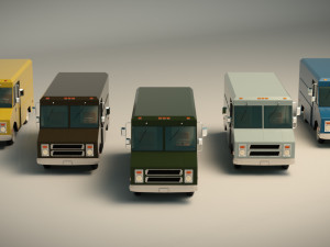 low poly transporter van 03 3D Model