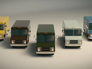 low poly transporter van 03 3D Model