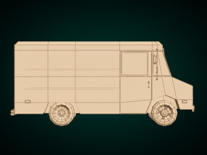 low poly transporter van 03 3D Model
