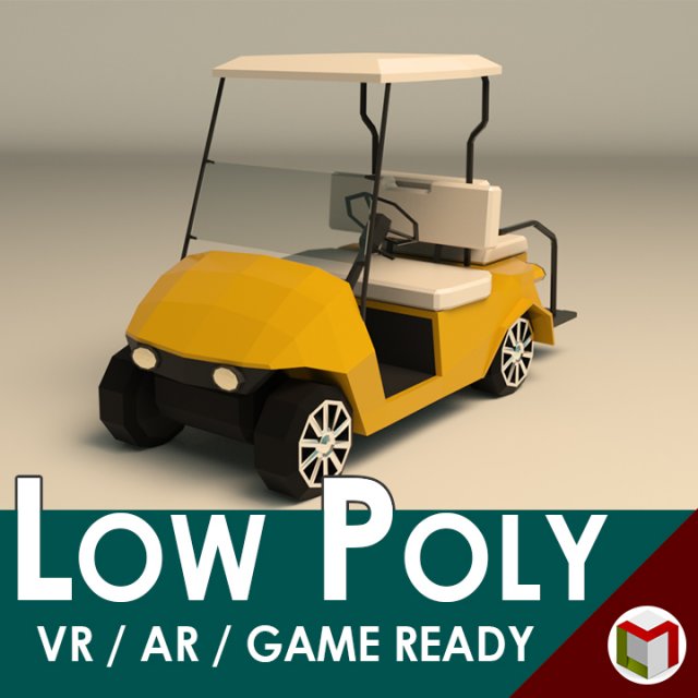 low poly golf cart 3D Model .c4d .max .obj .3ds .fbx .stl .blend 