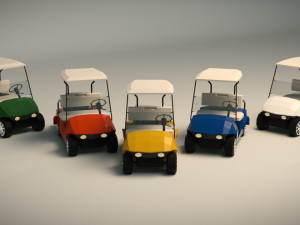 low poly golf cart 3D Model
