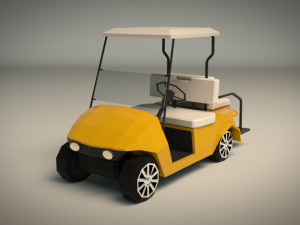 low poly golf cart 3D Model