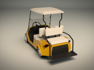 low poly golf cart 3D Model