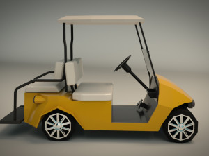low poly golf cart 3D Model