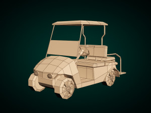low poly golf cart 3D Model