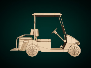 low poly golf cart 3D Model