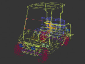 low poly golf cart 3D Model