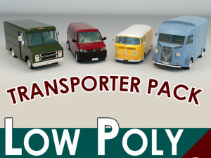 low poly transporter van pack 3D-Modell