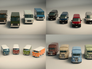 low poly transporter van pack 3Dモデル