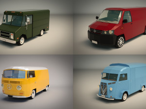 low poly transporter van pack 3Dモデル