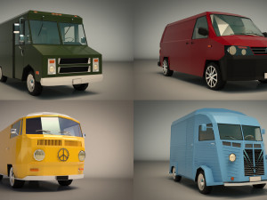 low poly transporter van pack 3Dモデル