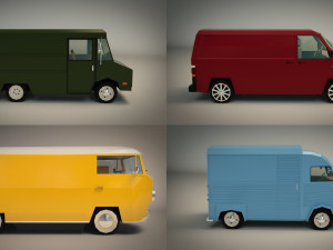 low poly transporter van pack 3Dモデル