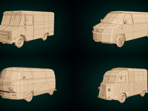 low poly transporter van pack 3Dモデル