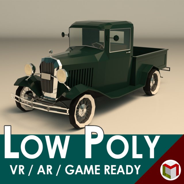 low poly vintage pickup 04 3D 모델 .c4d .max .obj .3ds .fbx .stl .blend 