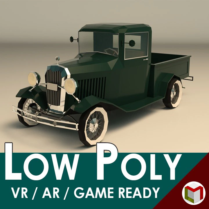 pickup vintage low poly 04 Modello 3D .c4d .max .obj .3ds .fbx .stl .blend