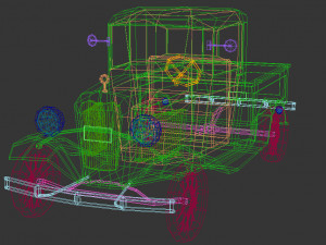 low poly vintage pickup 04 3D 모델