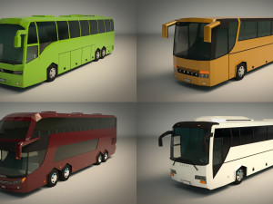 low poly bus pack 02 3D Model
