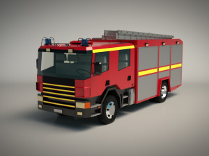 low poly fire truck 02 3D मॉडल